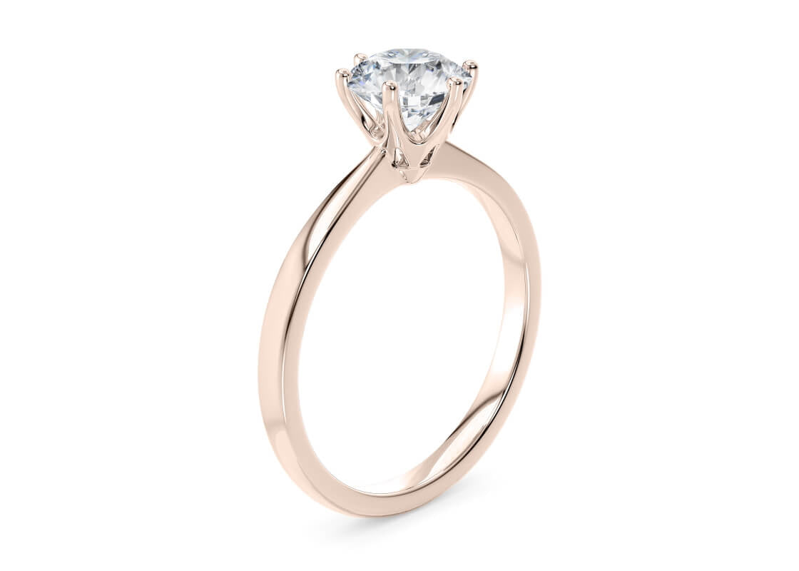 Loch Ness Solitaire Round Cut Diamond Ring in 18K Gold | Elegant Engagement Ring