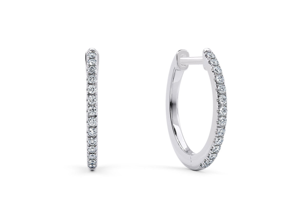 HASA Lab Grown Diamond Hoop Earrings in 14K Rose, Yellow, or White Gold – 0.14ct, 14mm & 16mm Sizes