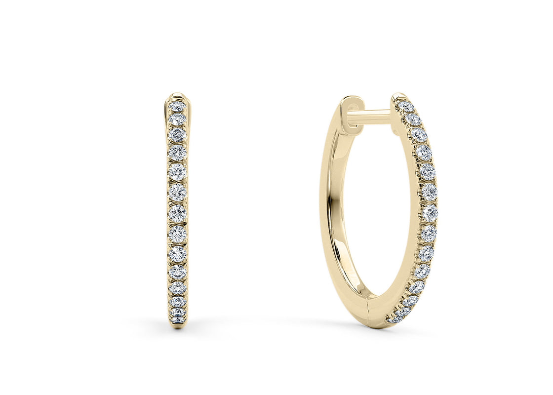 HASA Lab Grown Diamond Hoop Earrings in 14K Rose, Yellow, or White Gold – 0.14ct, 14mm & 16mm Sizes