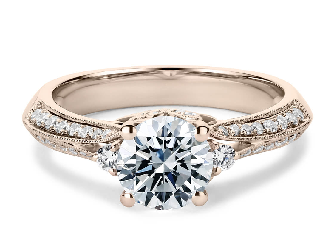 Positano Vintage Round Lab Grown Diamond Ring in 18k Gold