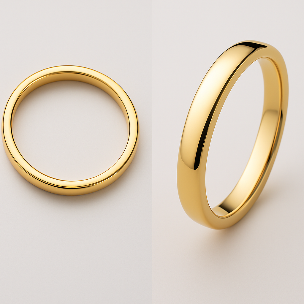 Kanto Classic Yellow Gold Wedding Band – Unisex Polished Finish