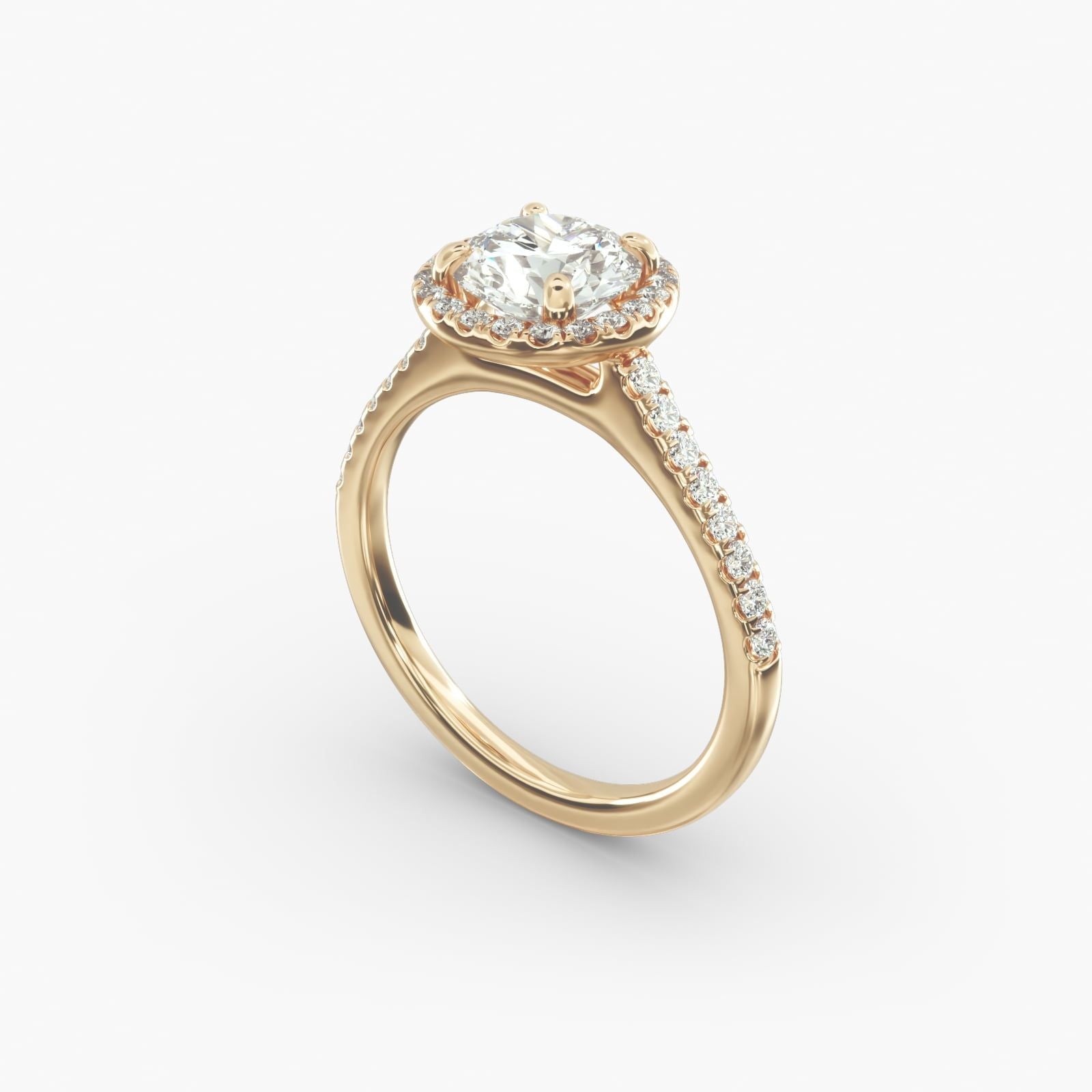 Benidorm Pavé Halo and Shank Diamond Engagement Ring