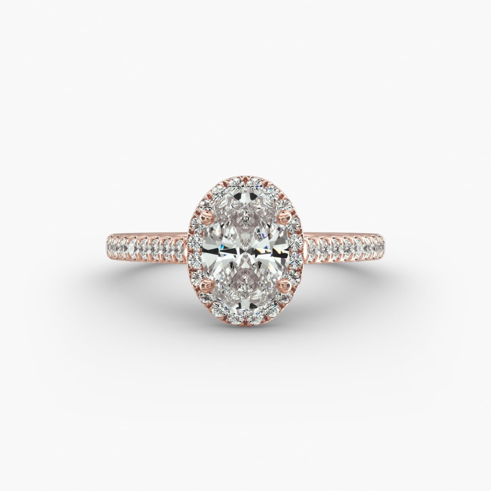 Tenerife Pavé Diamond Halo Engagement Ring Featuring Oval Center Stone