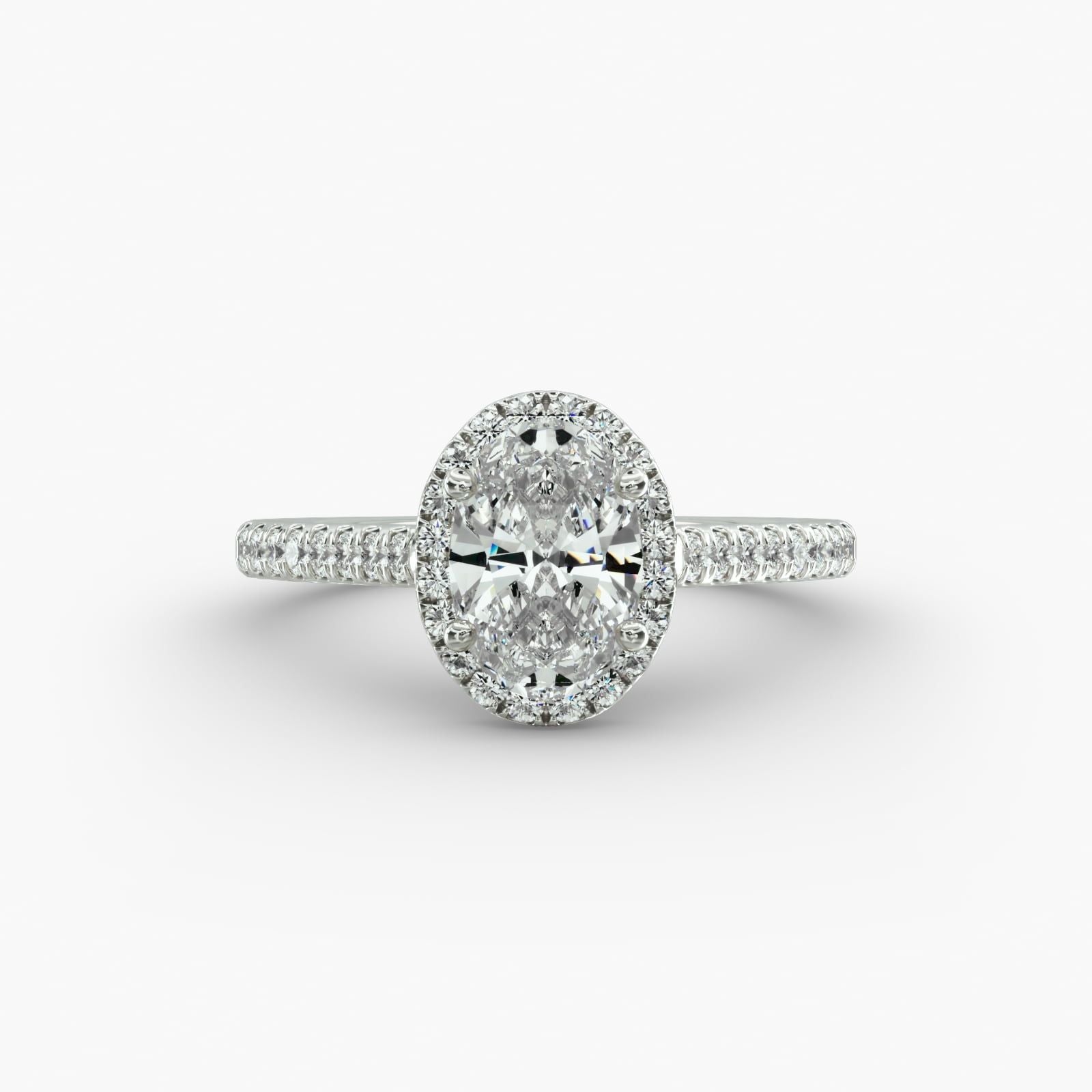 Tenerife Pavé Diamond Halo Engagement Ring Featuring Oval Center Stone