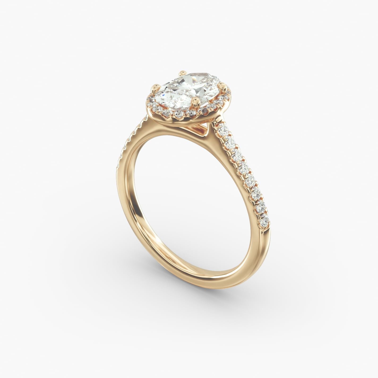Tenerife Pavé Diamond Halo Engagement Ring Featuring Oval Center Stone