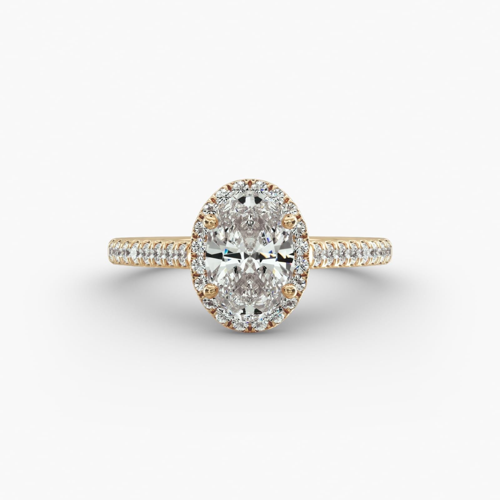 Tenerife Pavé Diamond Halo Engagement Ring Featuring Oval Center Stone