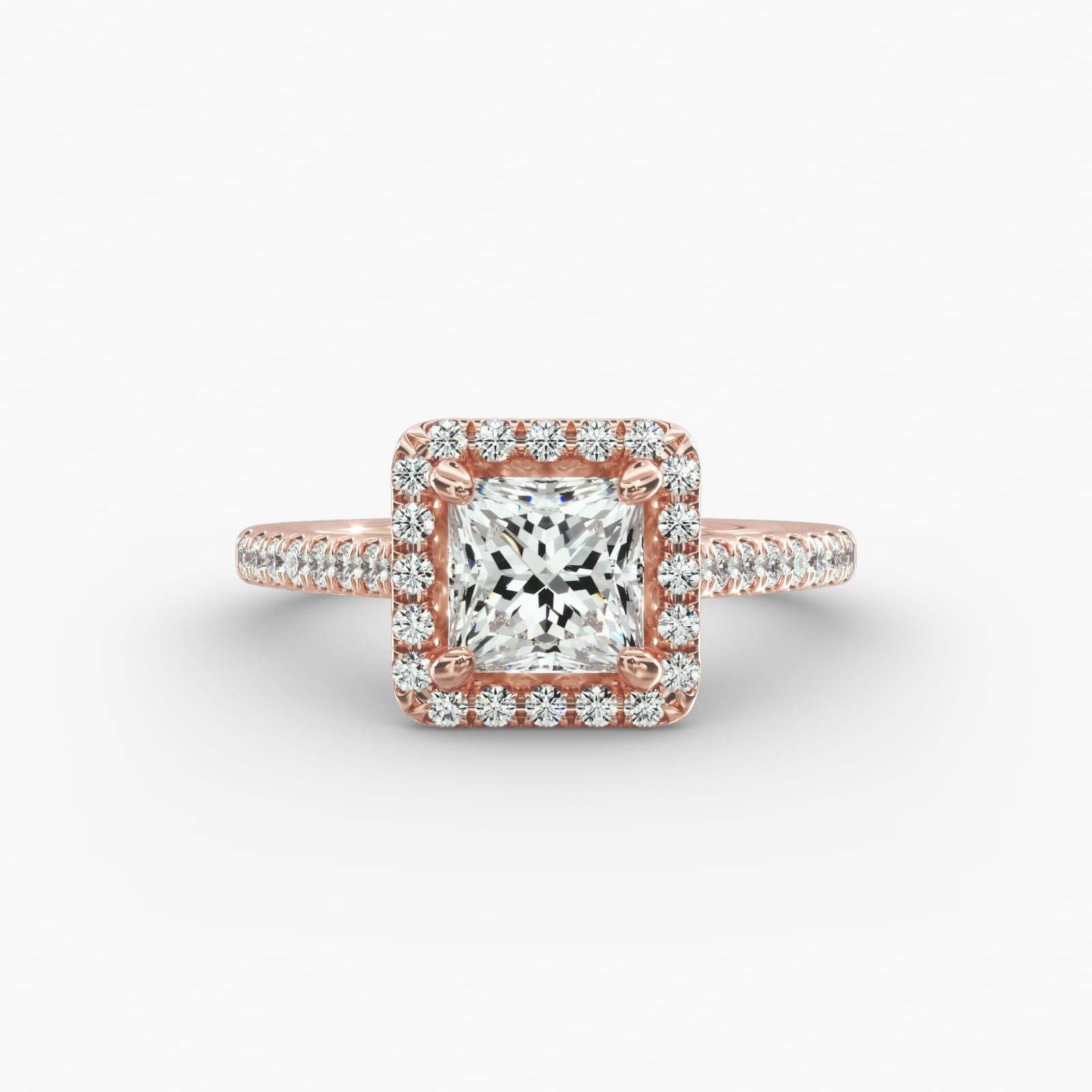 Canary Pavé Diamond Halo Engagement Ring Featuring Princess Center Stone