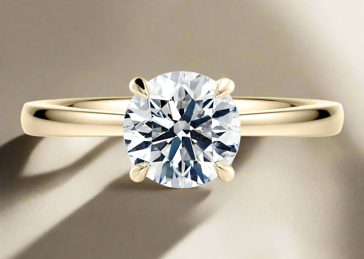 Portree Solitaire Round Lab Grown Diamond Ring in 18K Yellow, Rose & White Gold| Lab Grown Diamond