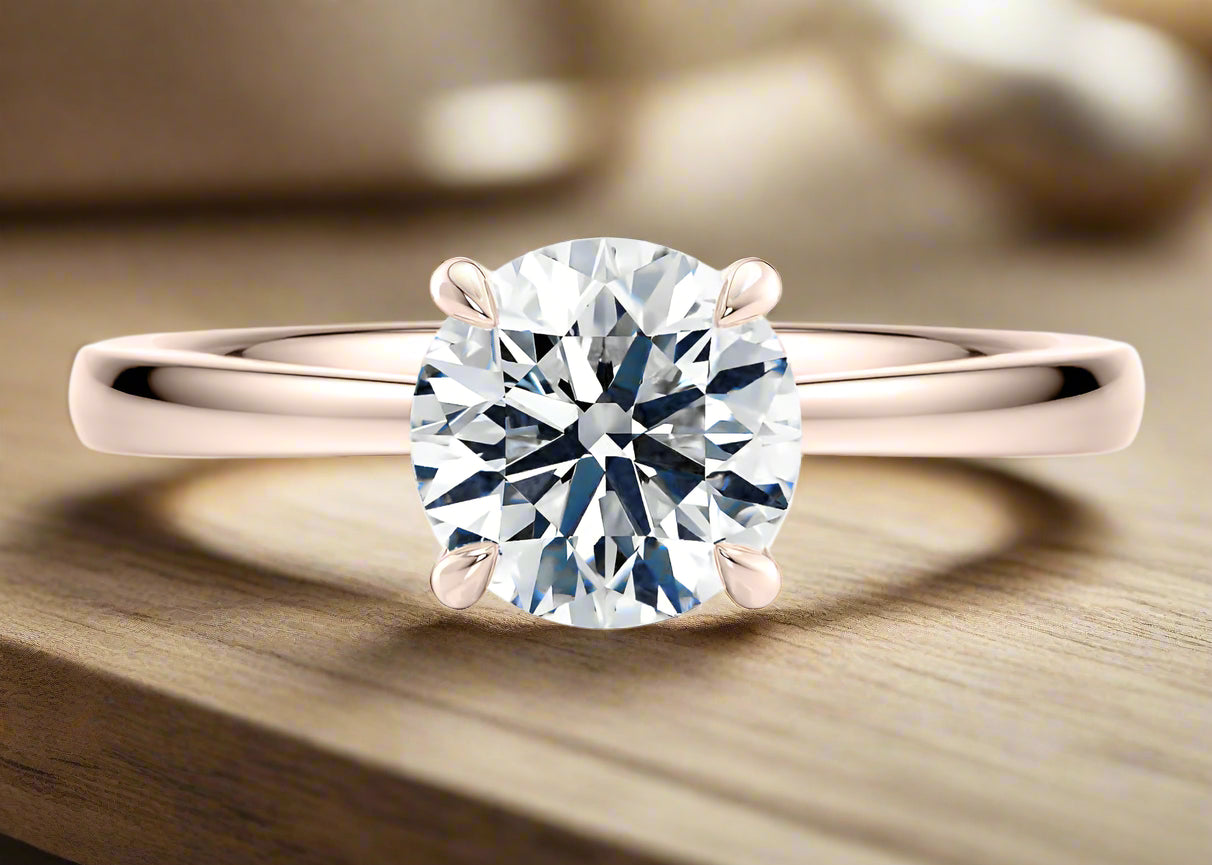 Portree Solitaire Round Lab Grown Diamond Ring in 18K Yellow, Rose & White Gold| Lab Grown Diamond